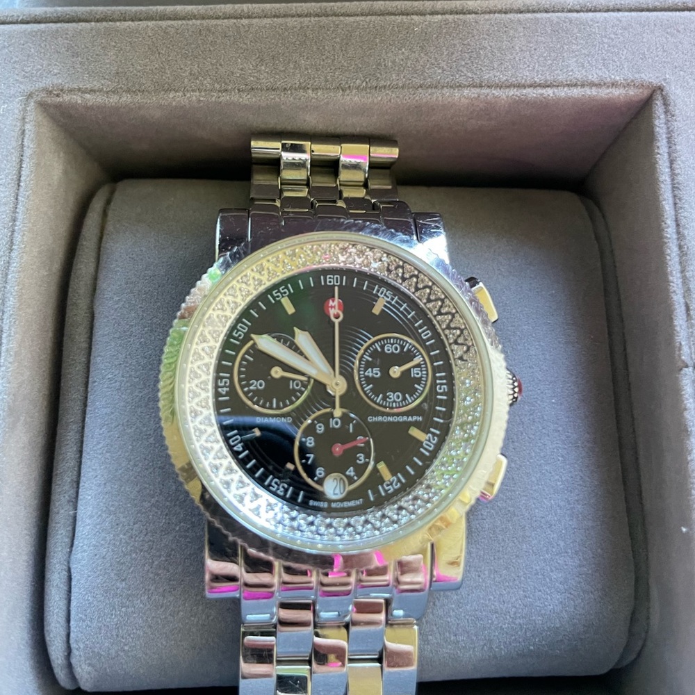 Michele Sport Sail Stainless Steel Diamond Watch